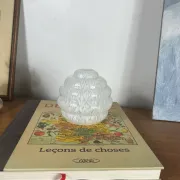 Old Art Deco white speckled glass globe Clichy