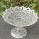 Glass bowl, vintage oak leaf pattern compote dish.