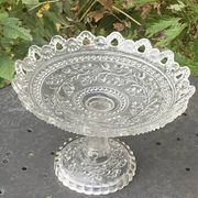 Glass bowl, vintage oak leaf pattern compote dish.