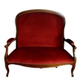 Canapé, Banquette style Louis XV, 2 places en noyer