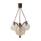Vintage suspension lamp 1970 wood & glass