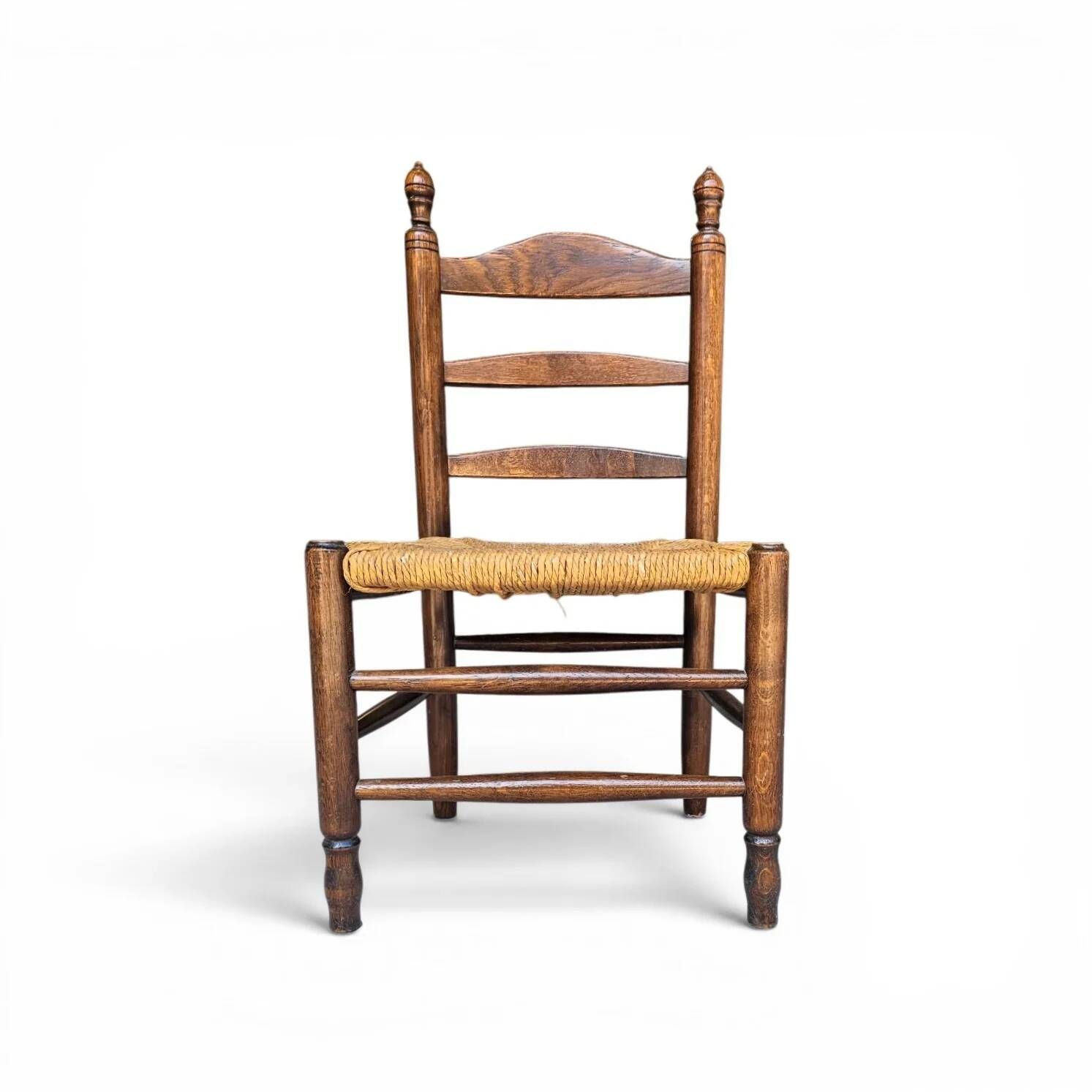 3 x Antique provincial ladderback child's chair / rush seat / 1930s