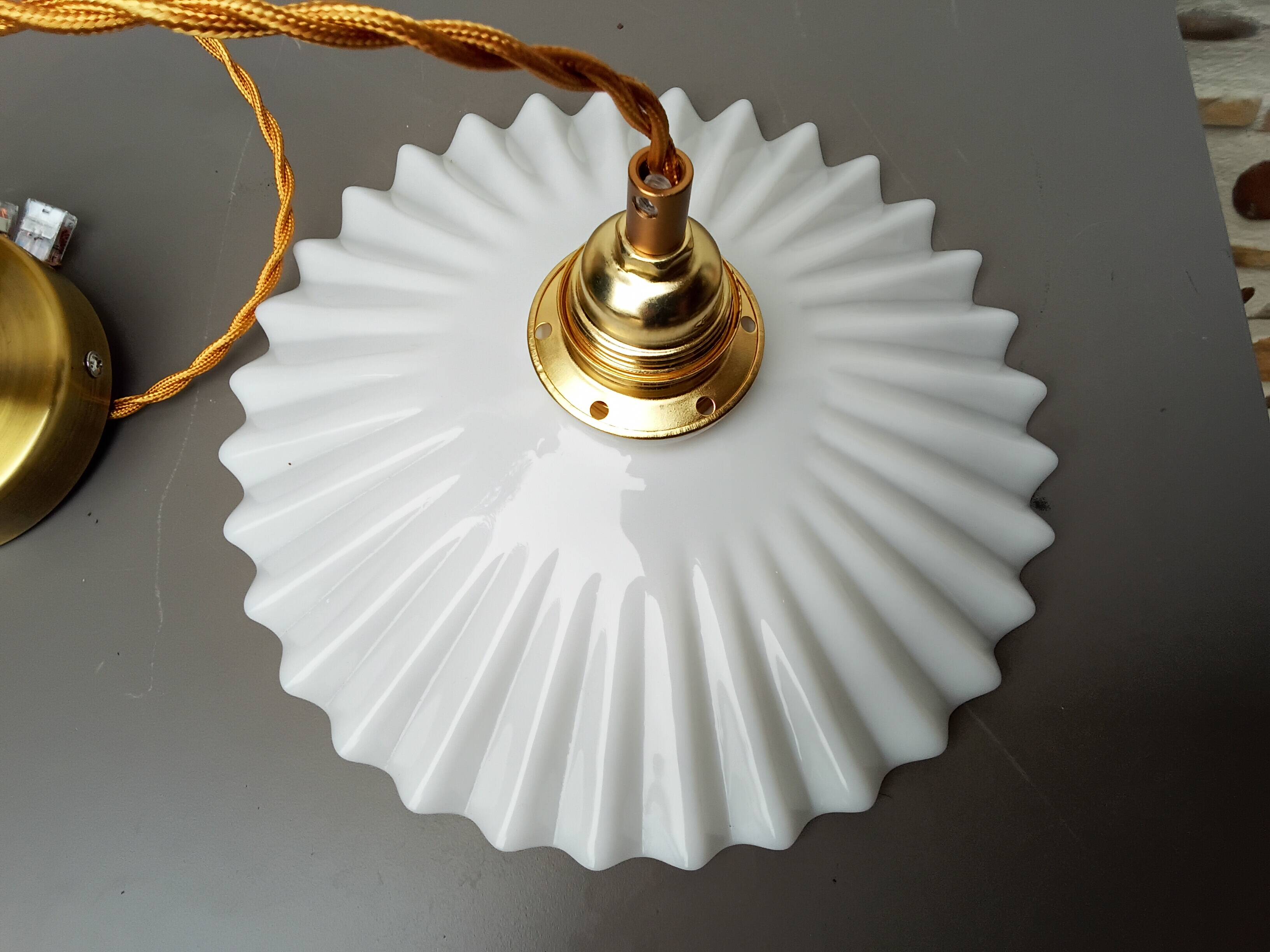 Vintage white opaline pendant light