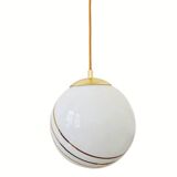 Lampe boule vintage hollywood regency en verre de lait doré