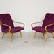 Pair of 6953 purple armchairs by Jaroslav Smidek for TON (Thonet)