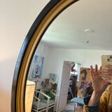 Vintage oval mirror wood black and gold