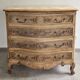 Louis XV style curved chest of drawers with 4 drawers in raw solid oak