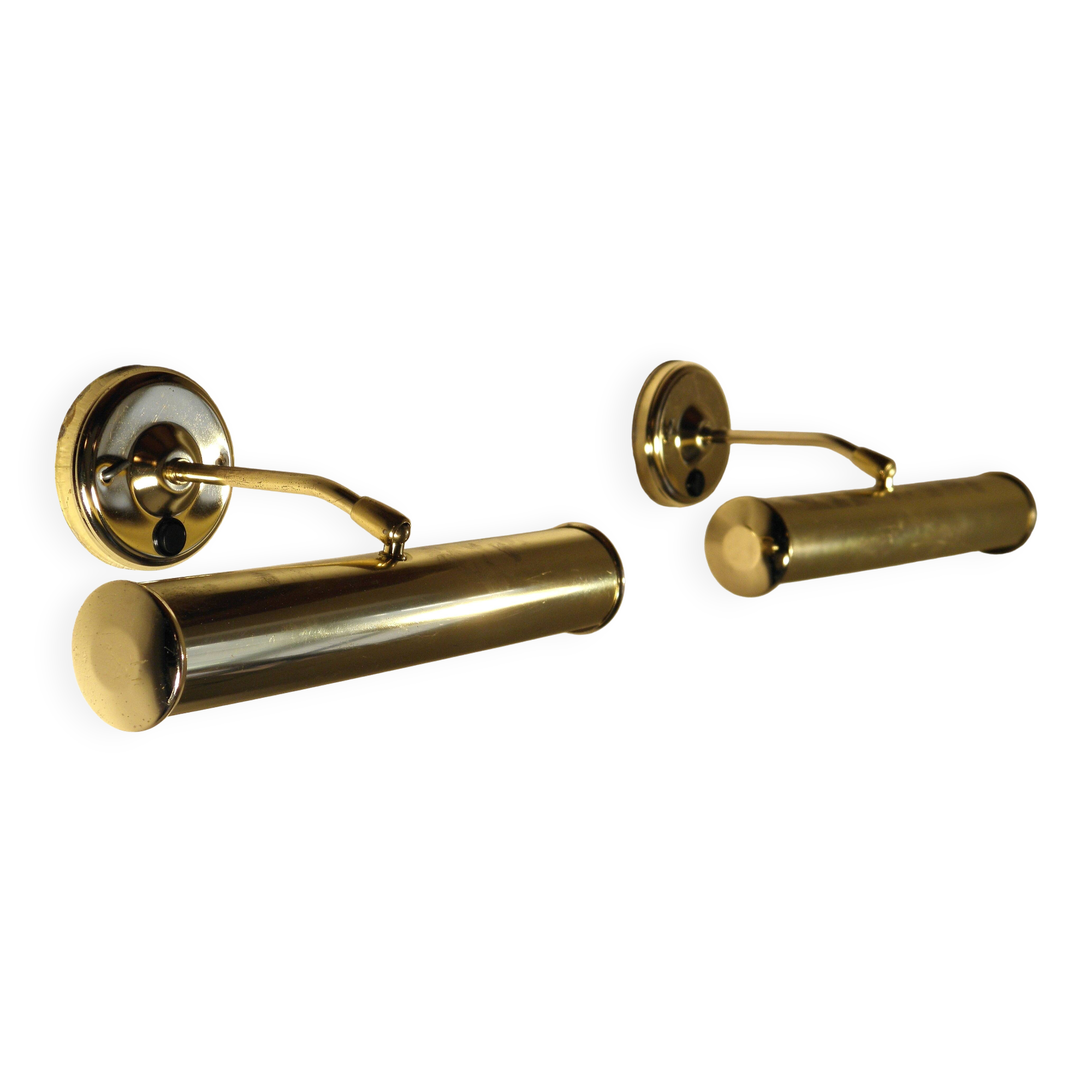 Two gold metal picture sconces