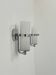 Pair of vintage wall lights, chrome and opaline, France, 1970.