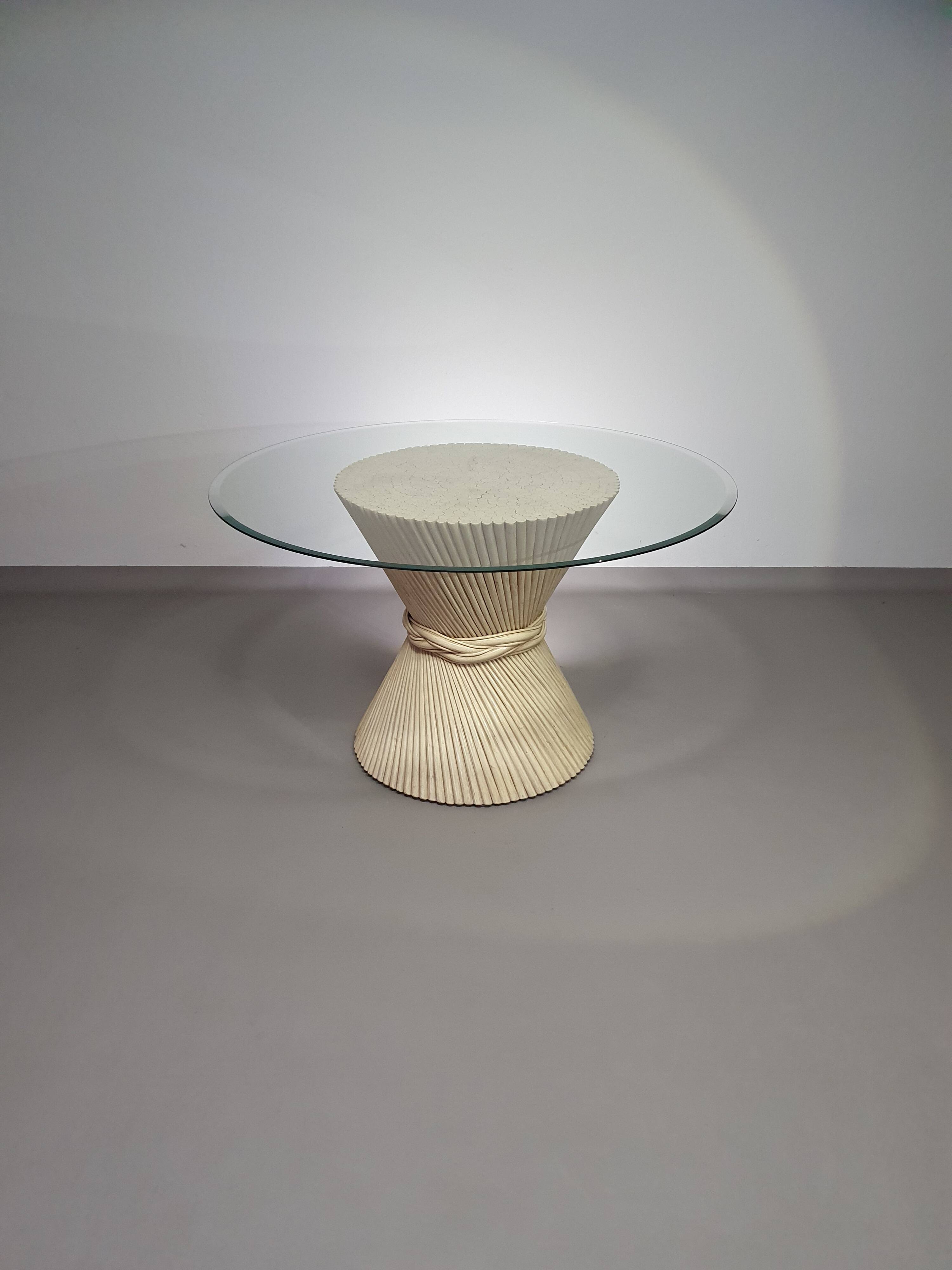 Retro Vintage Sheaf Of Wheat Bamboe dining table By Mcguire America Wide 122 Height 72 cm