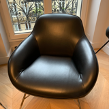 Roche Bobois leather spoutnik armchairs