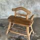Small brutalist bench with backrest and armrests in Asian blonde teak H67 L6