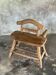 Small brutalist bench with backrest and armrests in Asian blonde teak H67 L6
