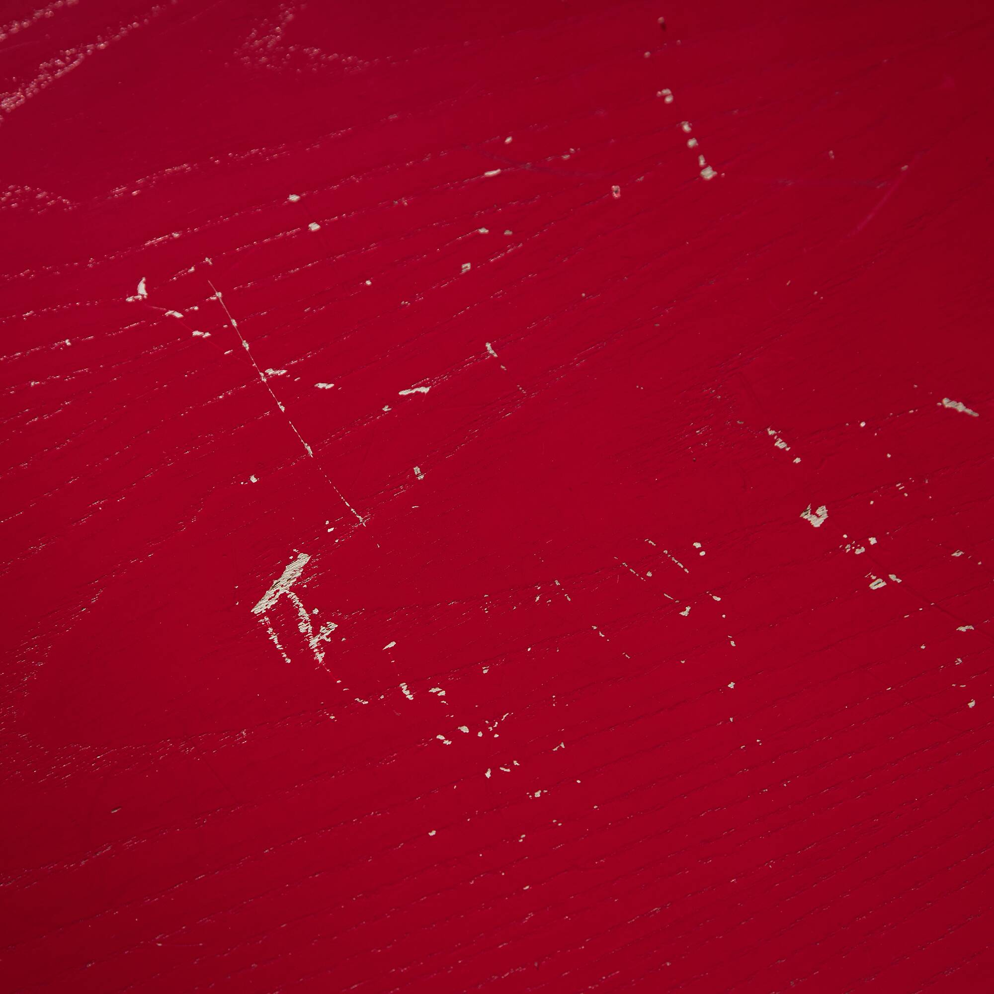 Red Plywood and Curved Metal Frame Chair
