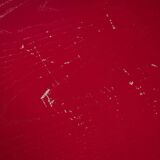 Red Plywood and Curved Metal Frame Chair