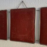 Vintage 1950s triptych mirror barber hairdresser brick - 27 x 67 cm