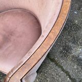 Art Deco club armchair Daisy Simon in beige leather and wood.