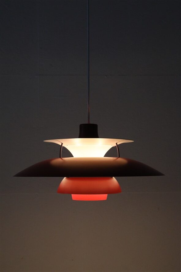 Louis Poulsen / Poul Henningsen “PH 5” pendant lamp / red / mid-century / Danish modern design / PH5