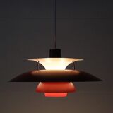 Louis Poulsen / Poul Henningsen “PH 5” pendant lamp / red / mid-century / Danish modern design / PH5