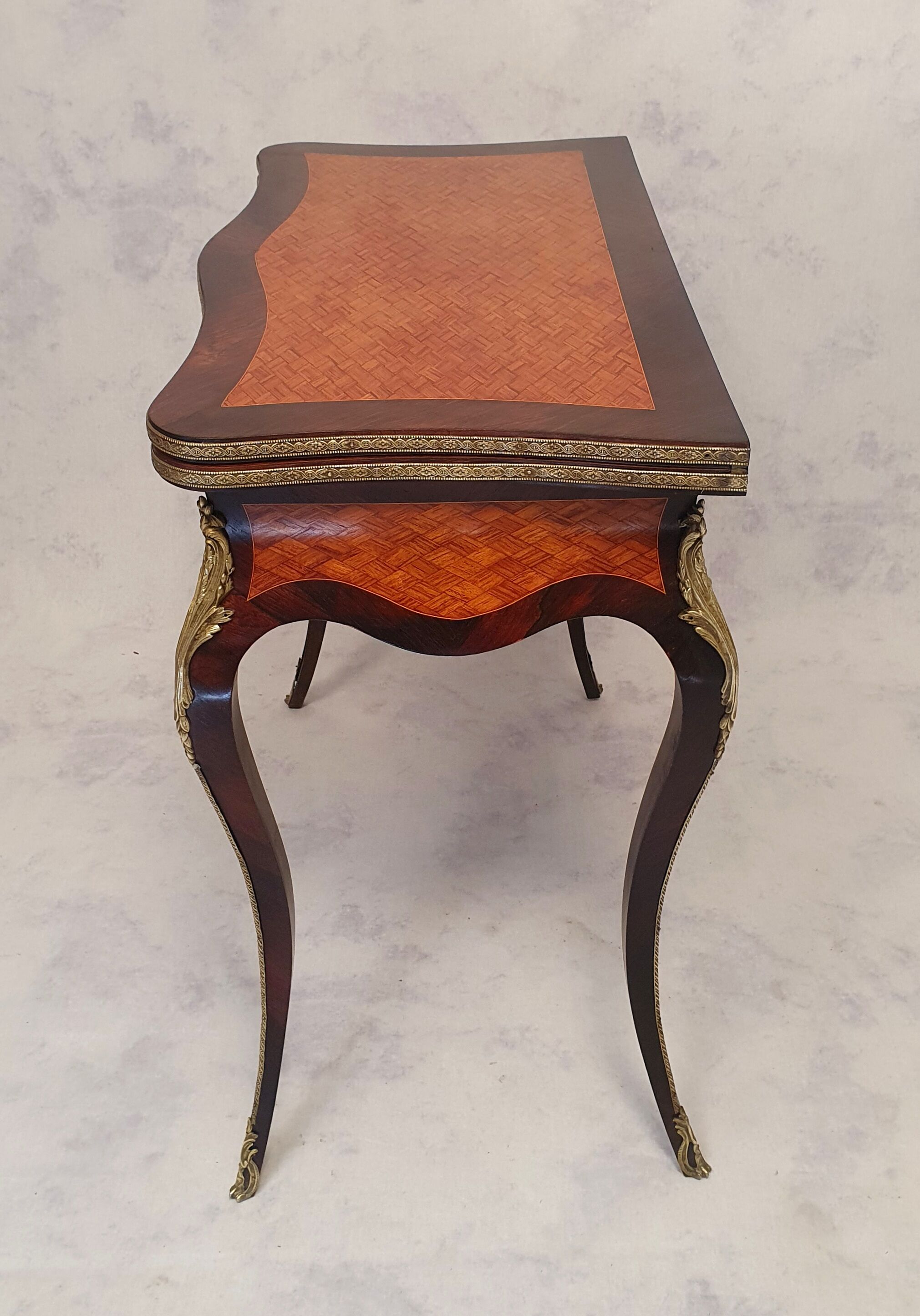 Louis XV Napoleon III Games Table - Marquetry - Bois De Rose - Palissandre - 19th