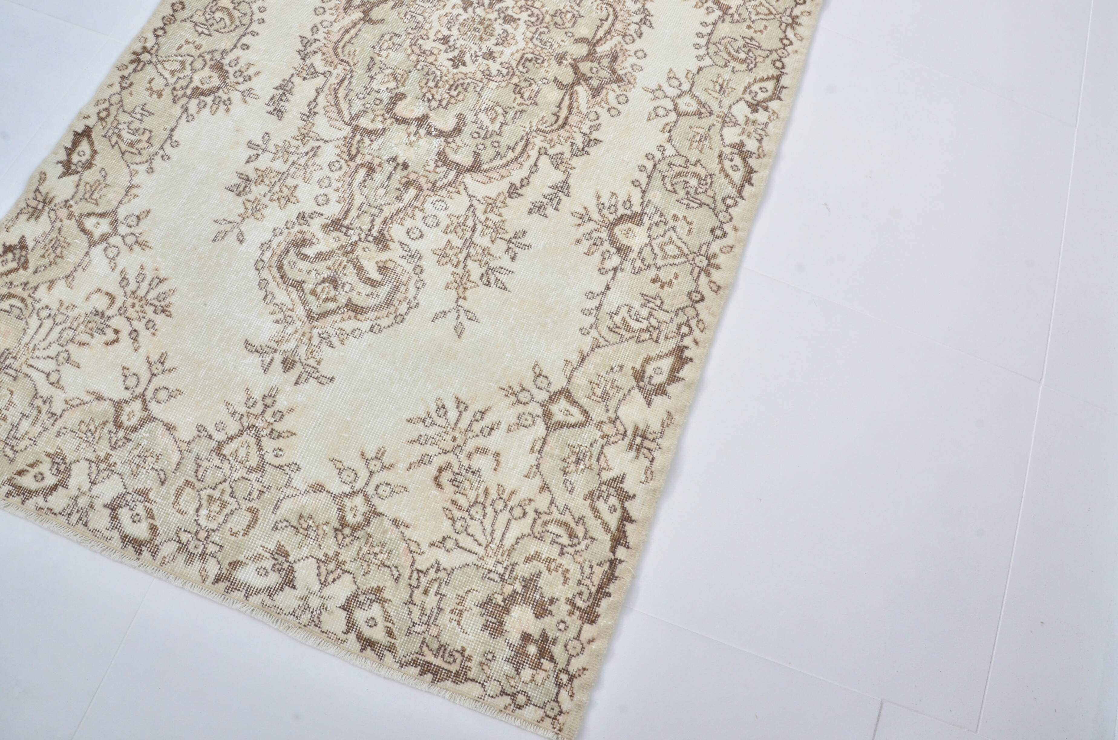 Beige And Brown Vintage Oushak Carpet sku 3578