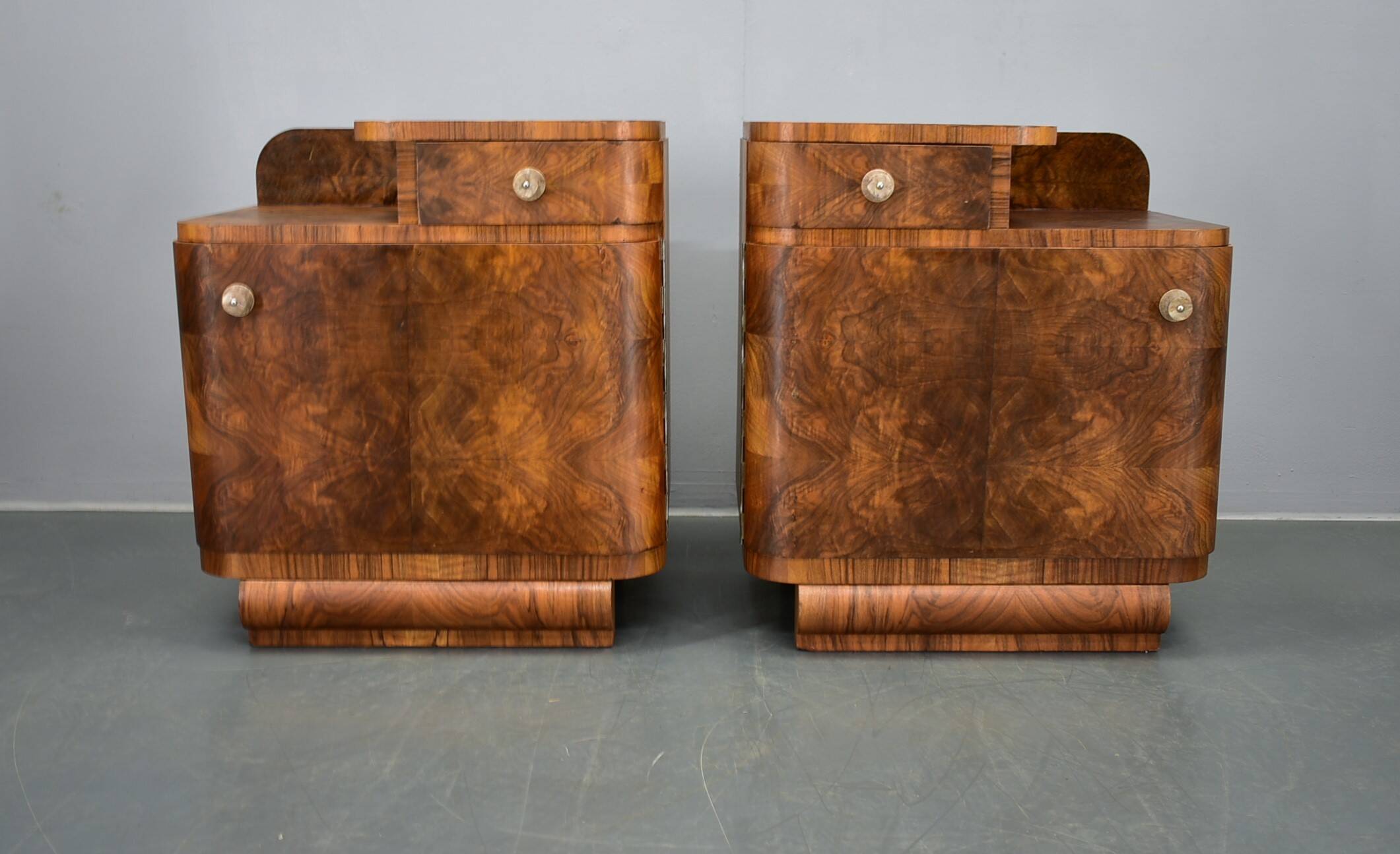 1935s Pair of Art Deco Bedside Tables, Czechoslovakia