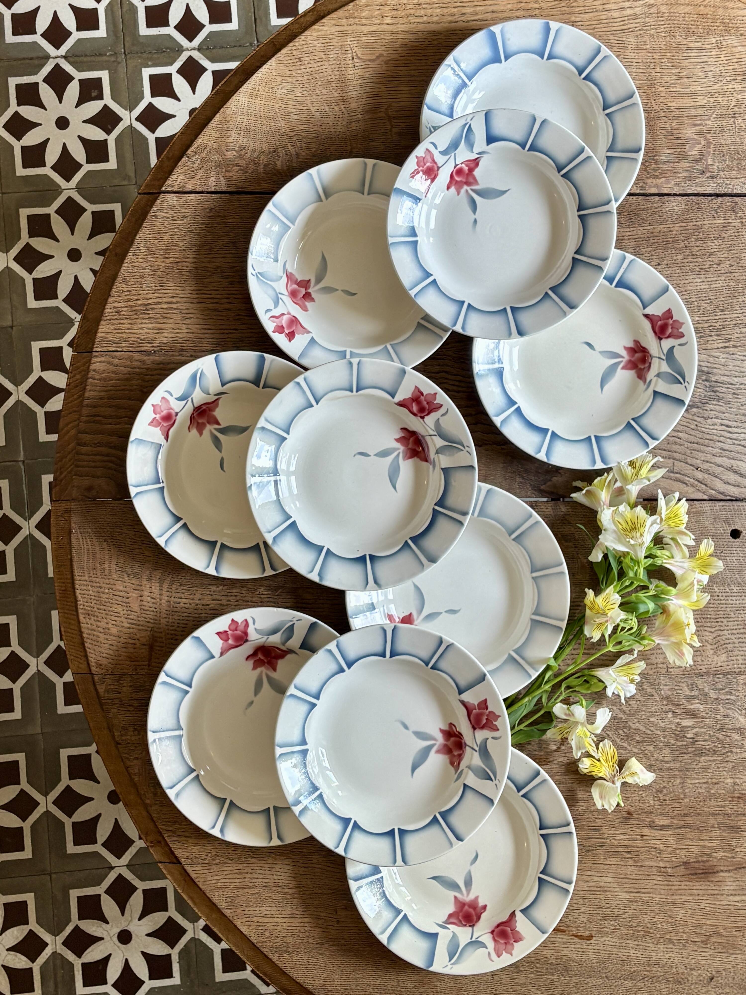 Set of 10 vintage deep plates from Digoin.