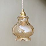 Vintage amber glass globe pendant light