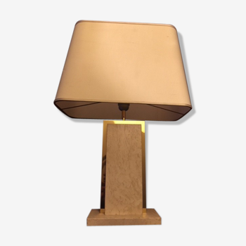 Travertine and Camille Breesch 1970 brass table lamp