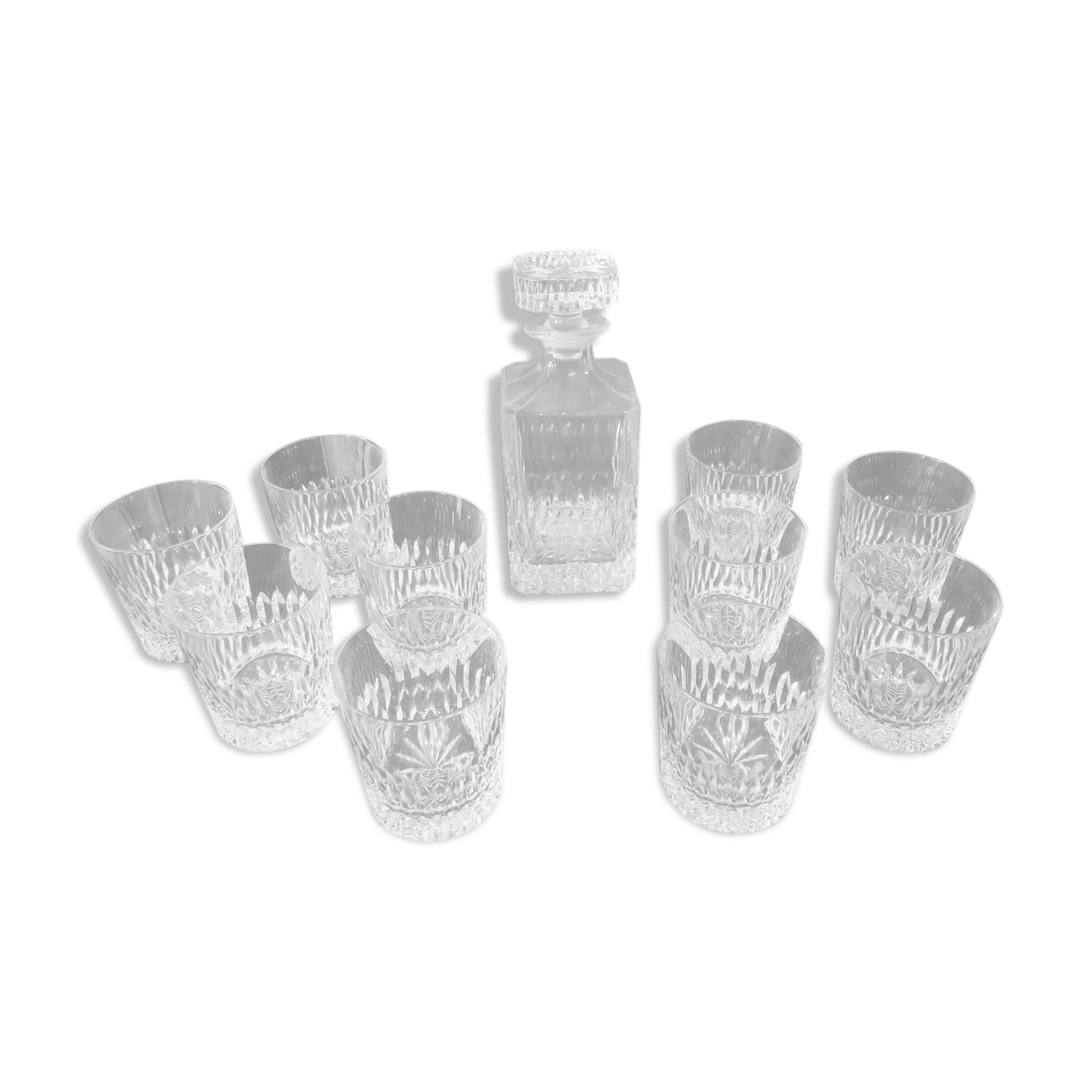 Carafe et 10 verres à whisky cristal