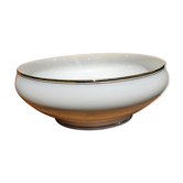 Coupe à fruits-saladier-plat en porcelaine de LIMOGES blanche et dorée