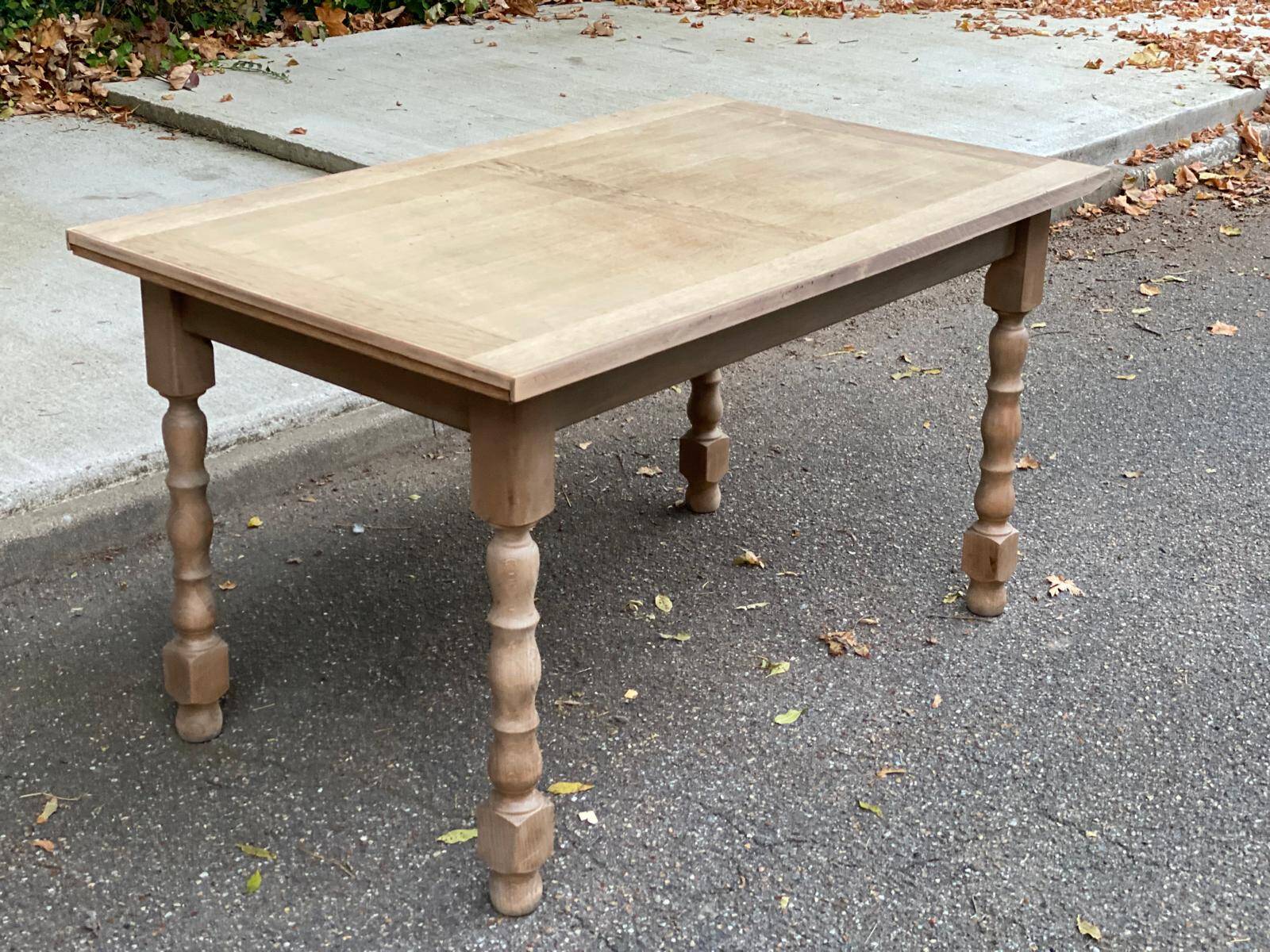 20th century extendable farmhouse dining table renovated in raw wood 225cm