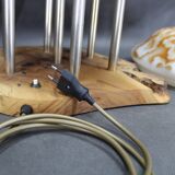 Contemporary Unique Wooden Table Lamp with Glass Shade