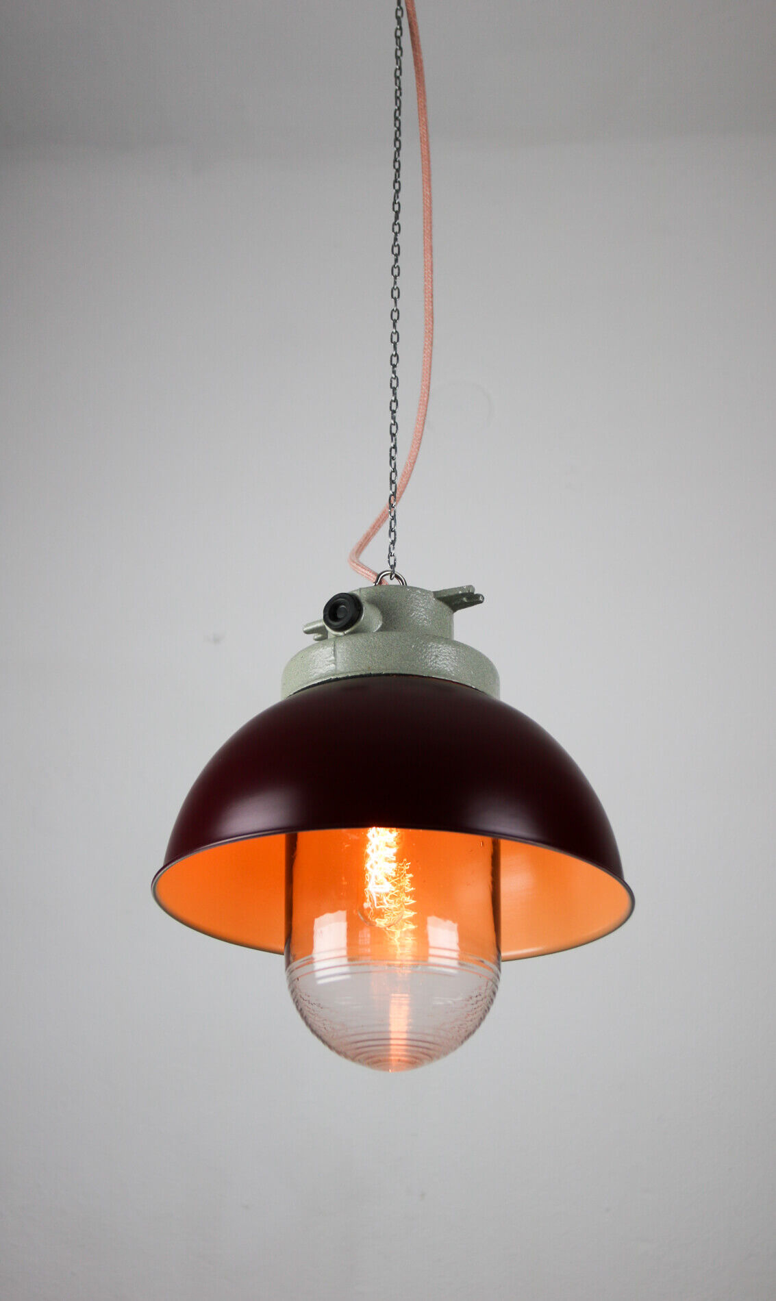 Vintage burgundy big industrial hanging light from TEP