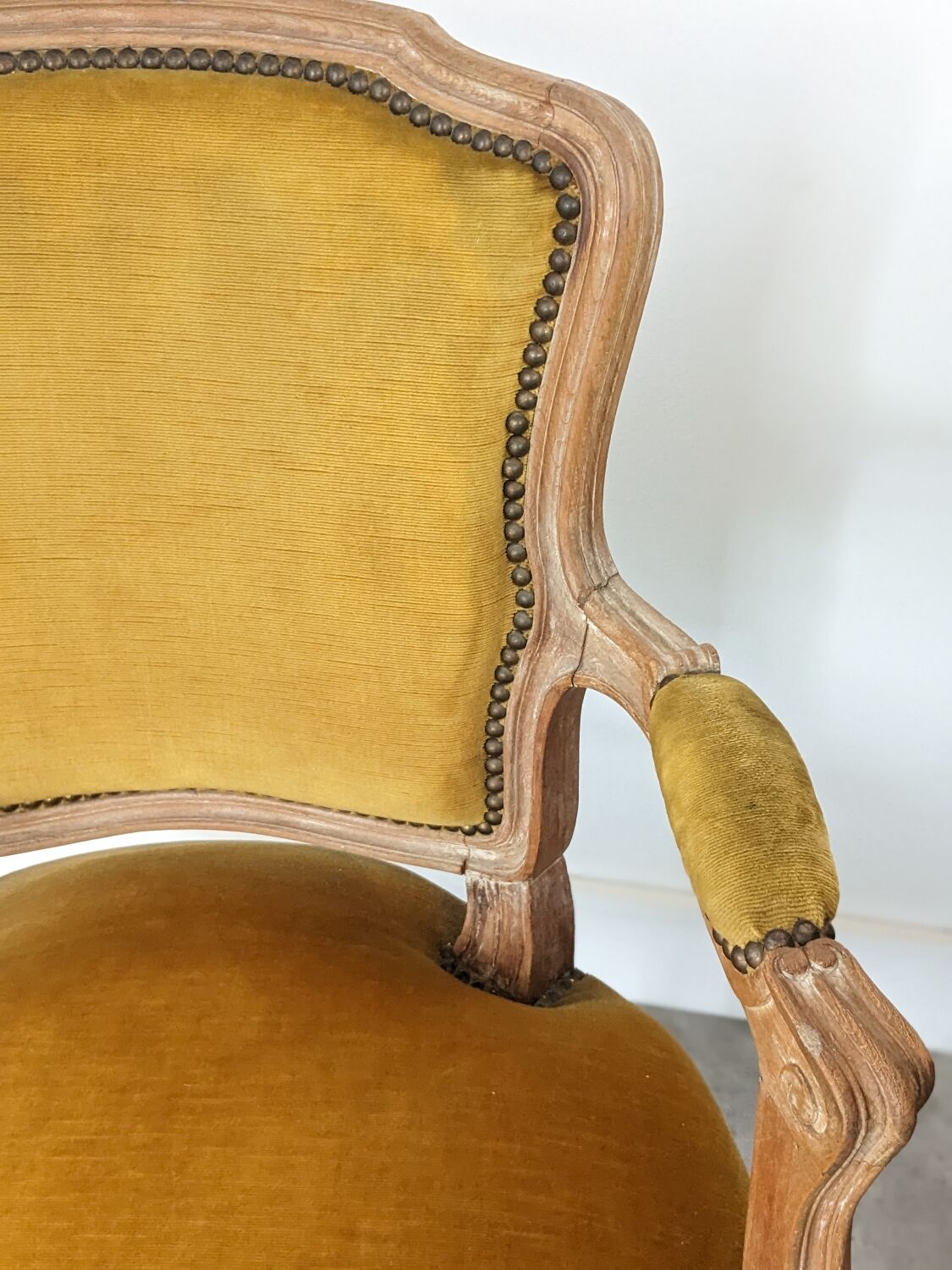 Vintage velvet convertible armchair mustard yellow