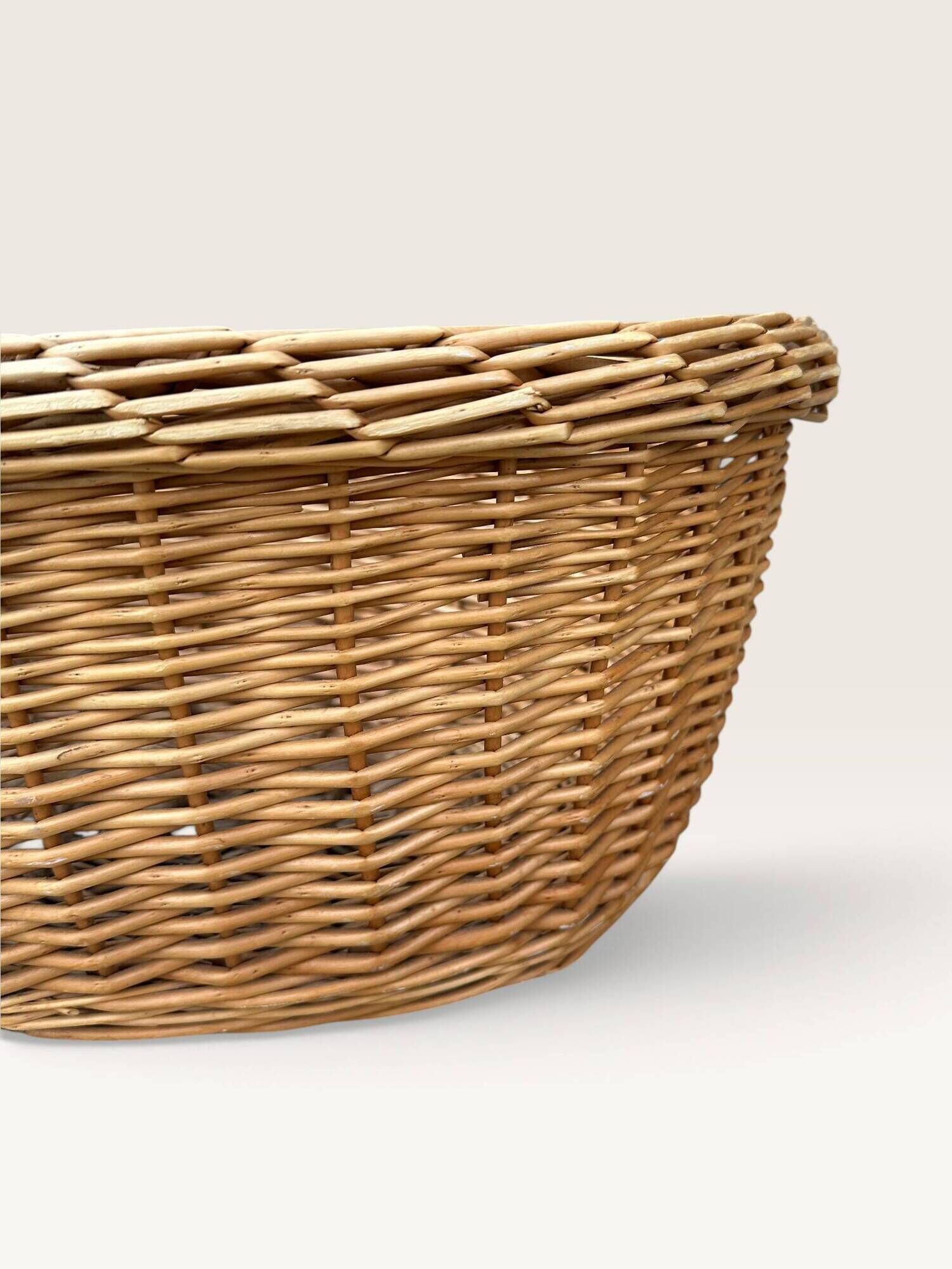 Woven blonde wicker basket