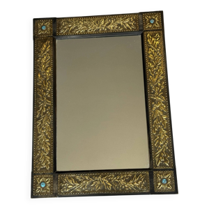 Grand miroir rare turquoise