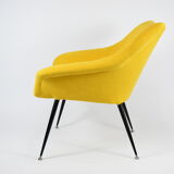Fauteuil Mid-century Shell années 1960 NRD tissu jaune, restauré