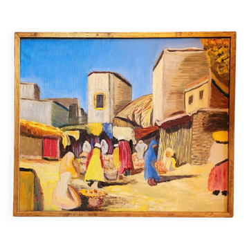 Old large vintage Orientalist painting