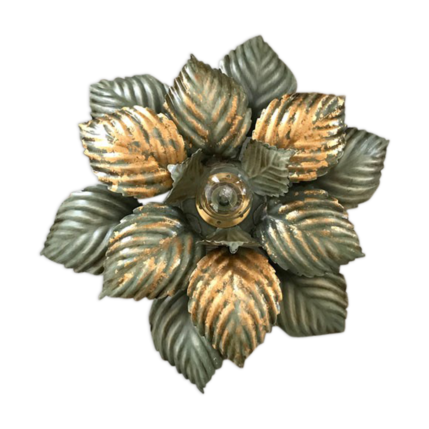 Green and gold flower wall lamp