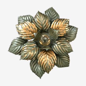 Green and gold flower wall lamp