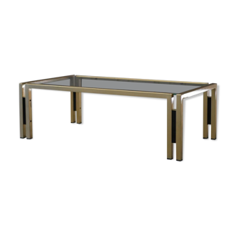 Table basse design années 70 verre et métal doré