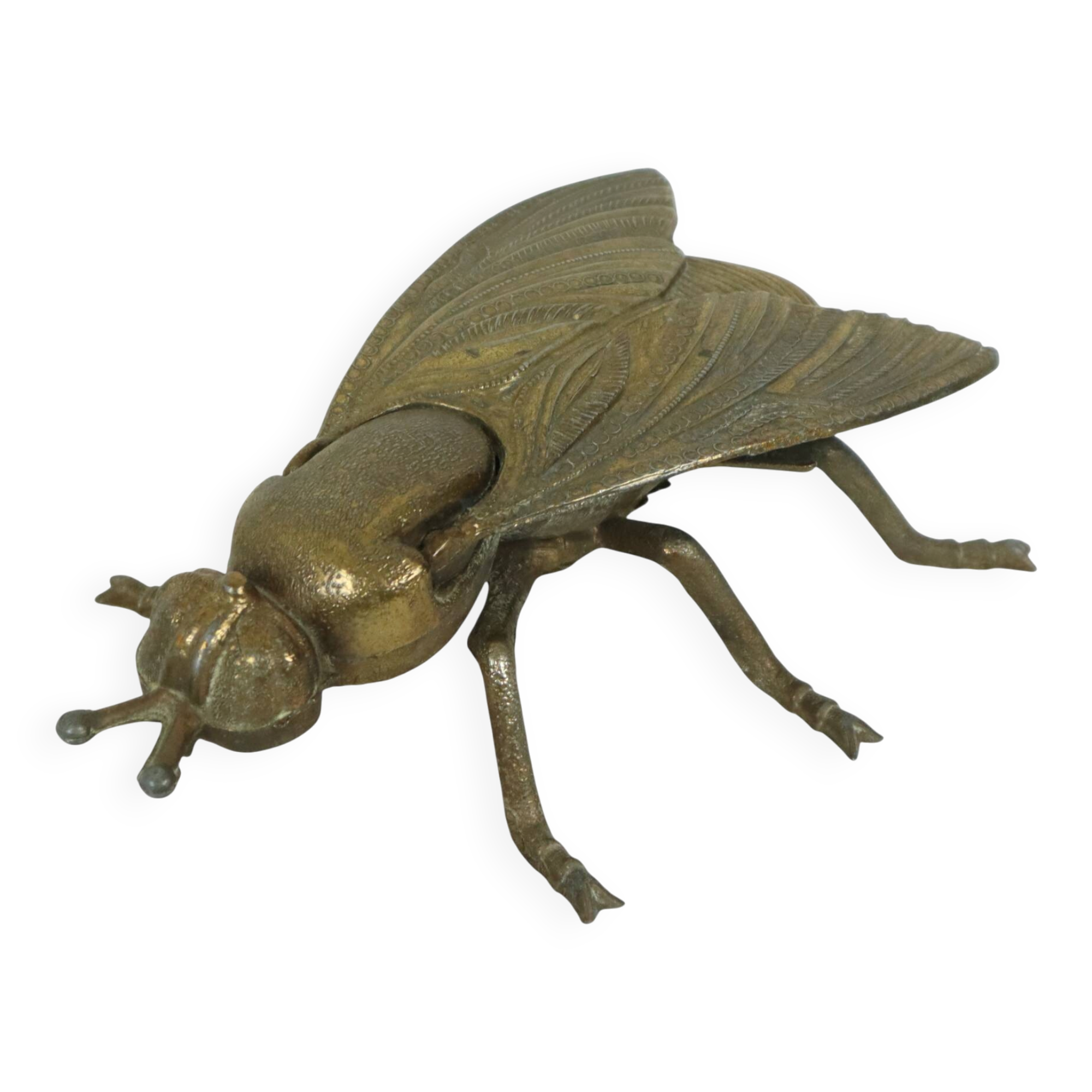 Vintage Copper-Purpose Fly Figurine Ashtray Italy Sixties