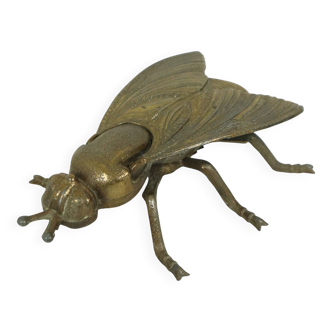Vintage Copper-Purpose Fly Figurine Ashtray Italy Sixties