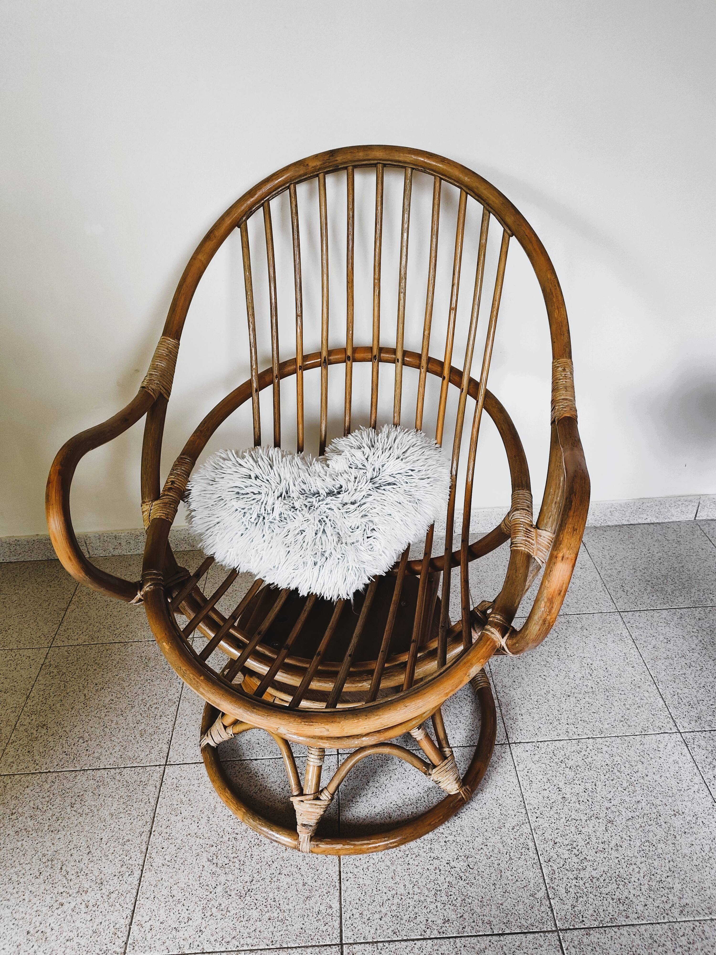 Vintage rattan swivel chair
