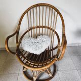 Vintage rattan swivel chair