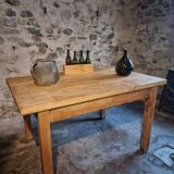 Vintage French baker's work table in chestnut, 1960s.