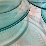 X6 turquoise glass plates Arcoroc-france-retro-cuisine-vintage