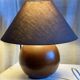 Lampe boule bois tourné vintage 1970