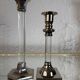 80s silver metal acrylic candle holders